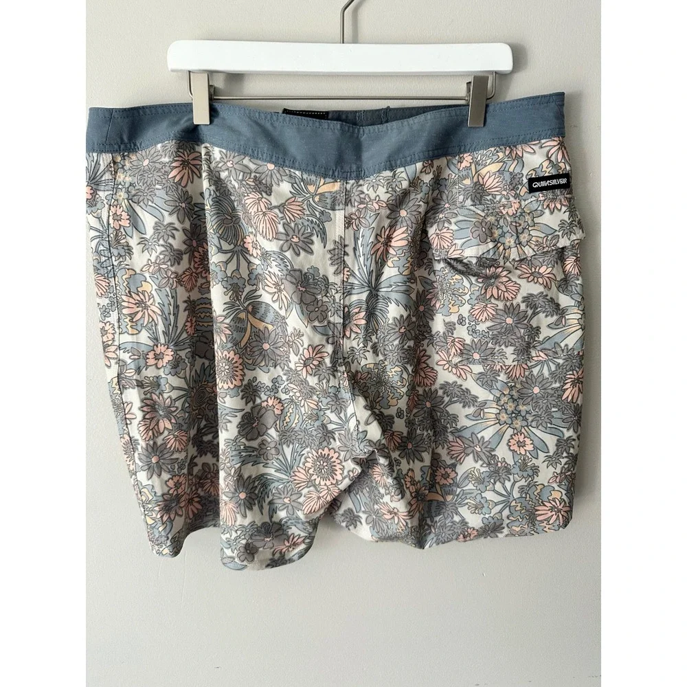 Quiksilver Highline Board Shorts Mens 38 Floral Recycled Hemp Stretch SwimTrunks